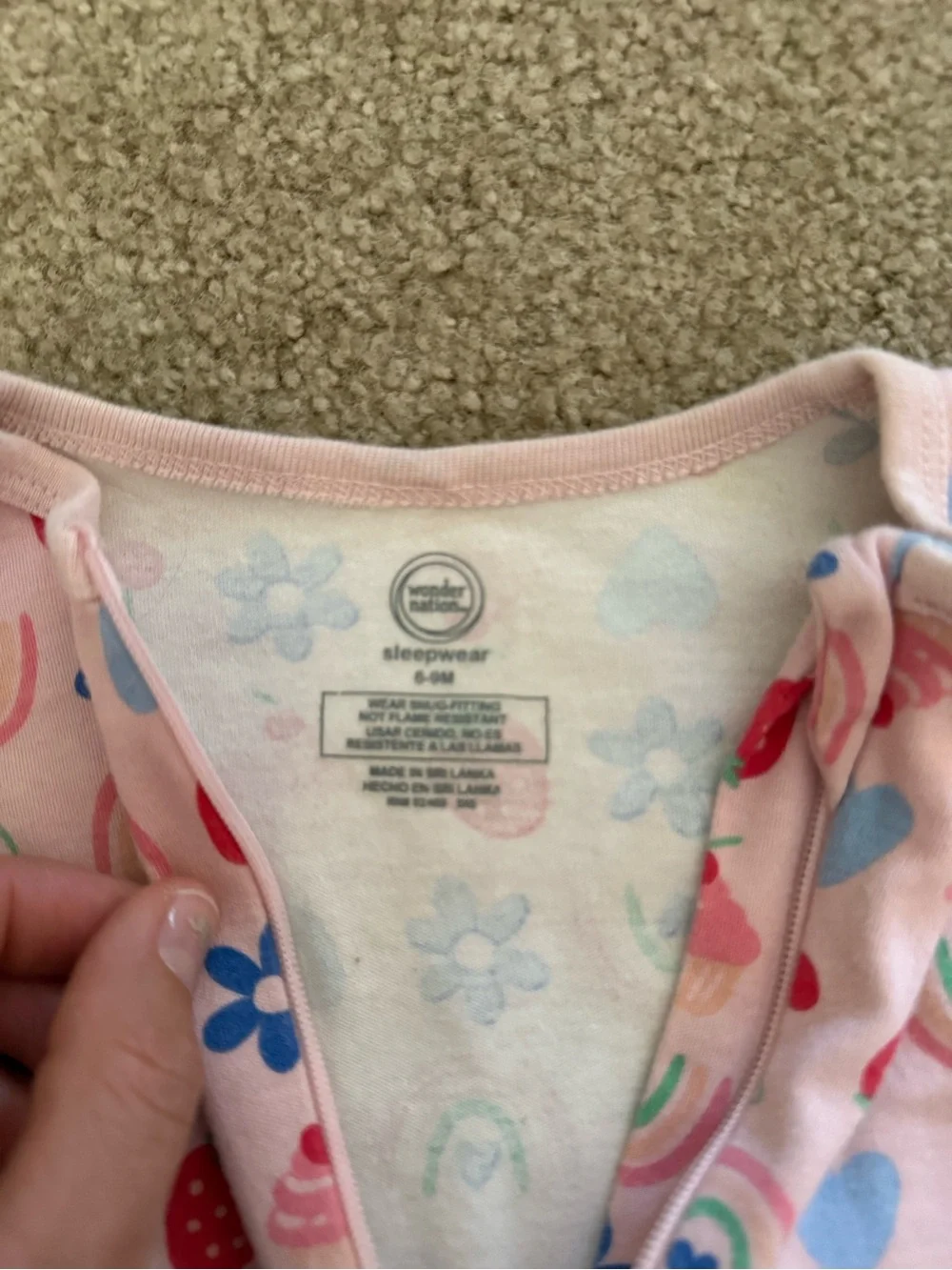 Pink Rainbow & Strawberry Footed Onesie for Kids